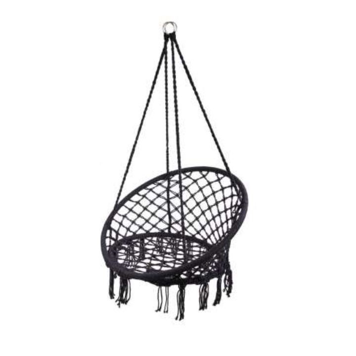 Fészekhinta háttámlával, fekete, 80cm