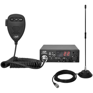 Pachet statie radio CB PNI ESCORT HP 8001L ASQ 4W 12V, 40 canale + Antena CB PNI Extra 40 cu magnet inclus, lungime 45 cm, 30W