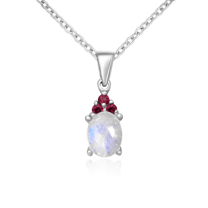 Colier Rainbow Moonstone and Rhodolite