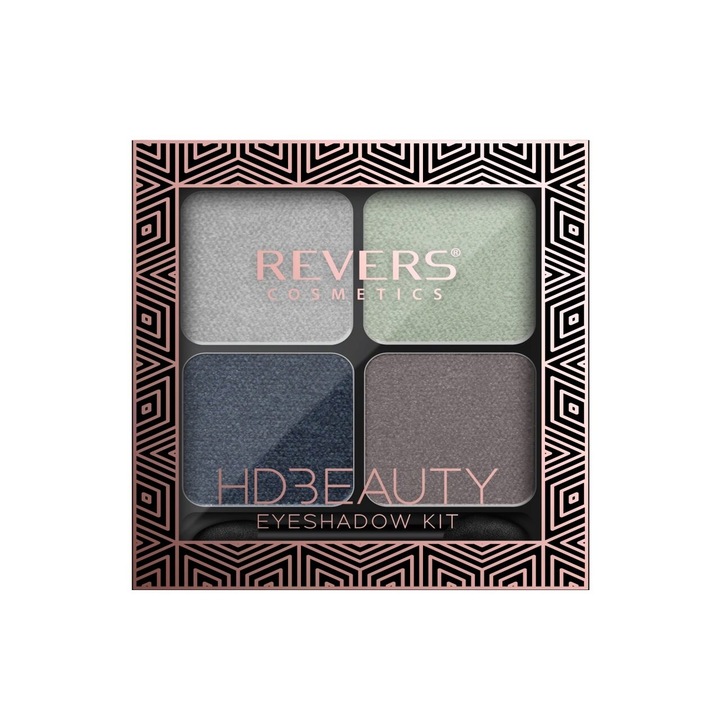 4 színű szemhéjpúder készlet HD Beauty, Metallic Effect, Revers, 03. sz., zöld