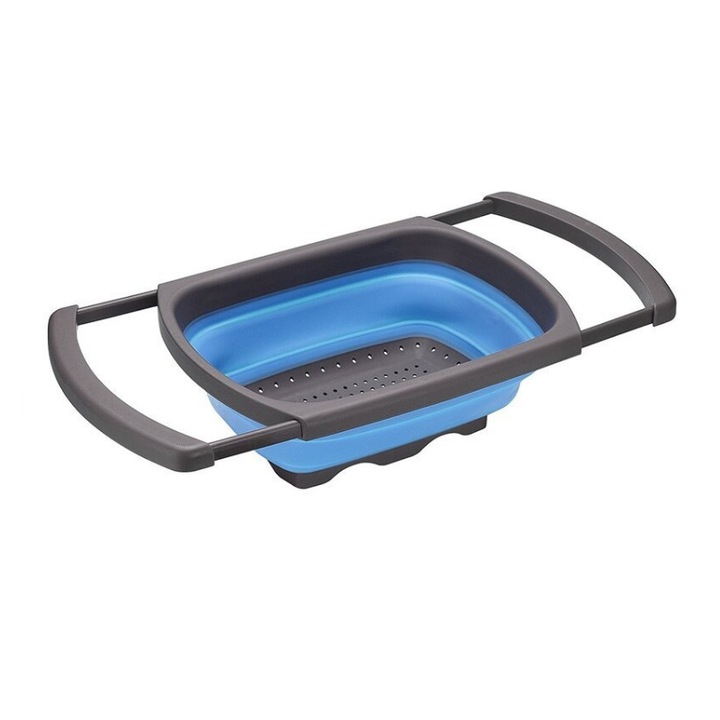 Strecuratore pliabila din silicon cu manere extensibile, 39x26x12, Albastru