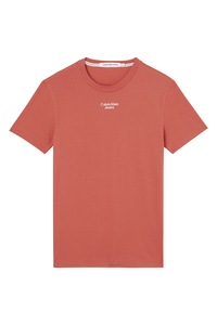 CALVIN KLEIN JEANS, Tricou slim fit din amestec de bumbac organic cu decolteu la baza gatului, Portocaliu mandarina, M