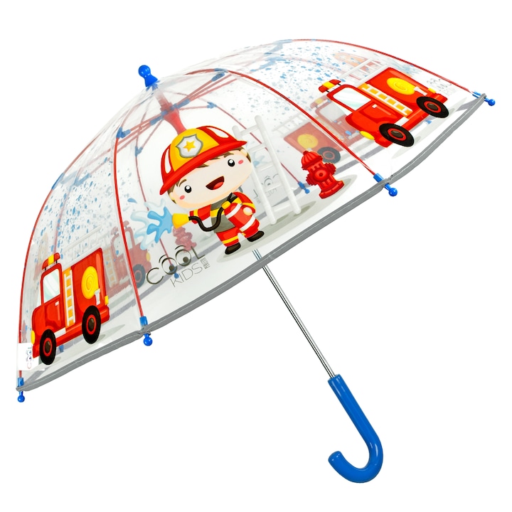Детски чадър Perletti CoolKids Пожарникар 15583, Прозрачен