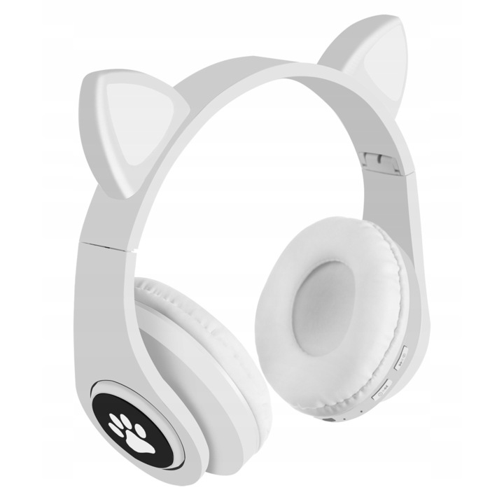 Безжични аудио слушалки Zola, Котешки уши, За деца, Бял