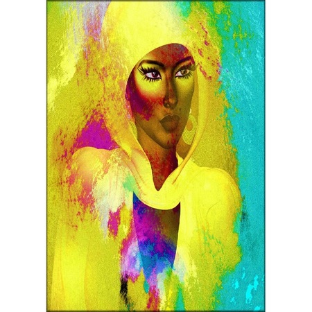 Картина на платно MEDIA, Портрет на жена, Грим, 50 x 75 cm, Златен ...