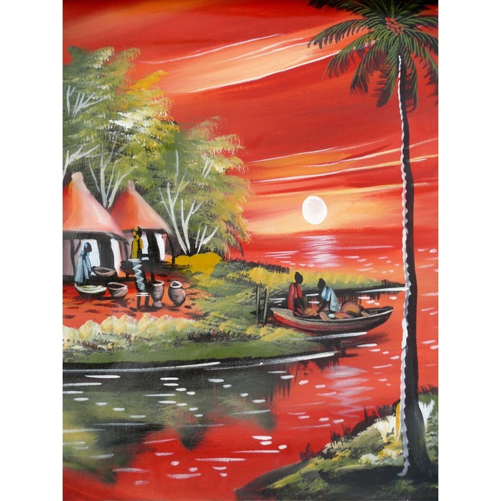 MÉDIA Vászonkép, Afrika, Mozambik művészet, Festmény, 60 x 90 cm