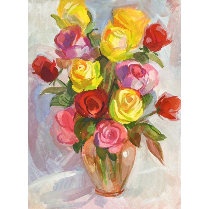 Tablou canvas Flori, trandafiri, pictura, buchet5, 40 x 60 cm