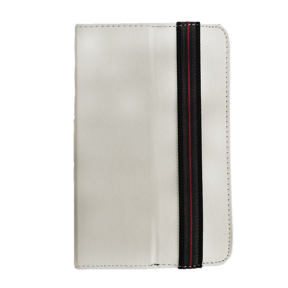 Husa Book Universala pentru tableta, G-Tech, 7 inch, 4 Cleme de Plastic, Piele Ecologica, Alb
