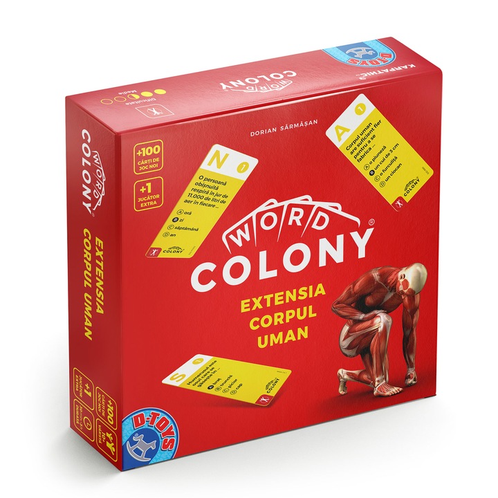 Társasjáték Word Colony Human Body, 100 játékkártya, 1 játékos bővítmény, RO kiadás