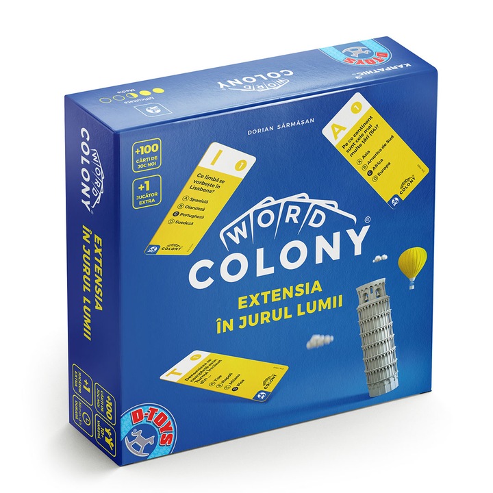 Настола игра Word Colony Around the World, 100 карти за игра, разширение за 1 играч, RO Edition