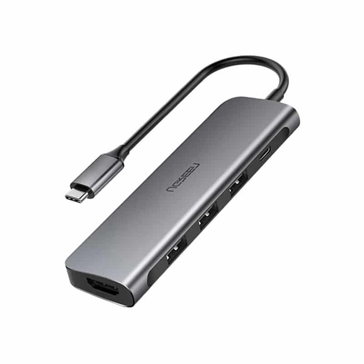 Мултифункционален хъб Ugreen, USB-C 3.0 Power Delivery, 3 порта USB 3.0 и HDMI, сив