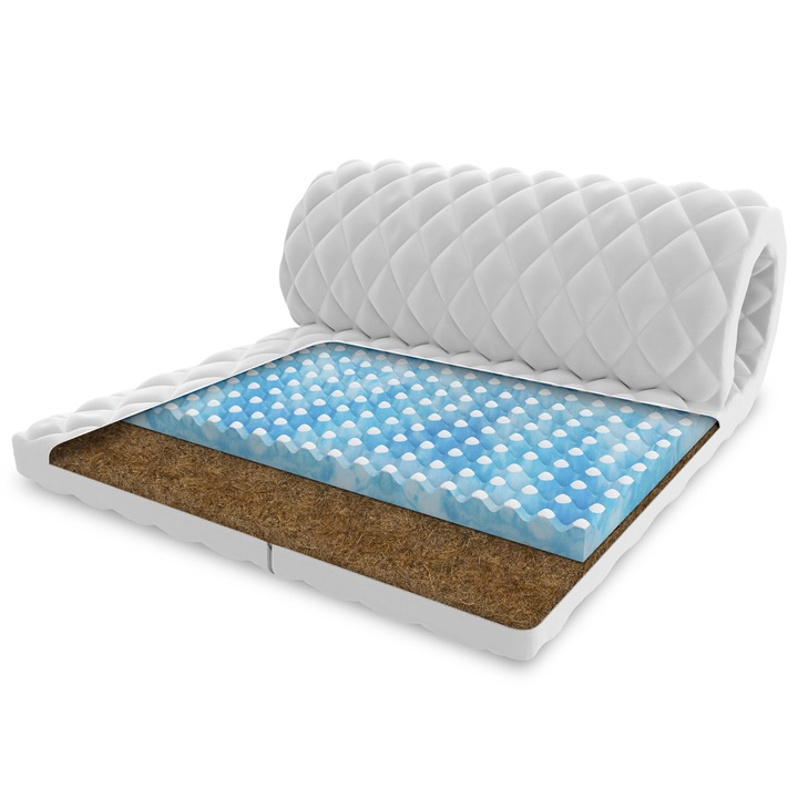 Topper, FDM, Malta Kokos, 140x200x5 cm, fibra de cocos si spuma profilata RavineBlue, fermitate tare