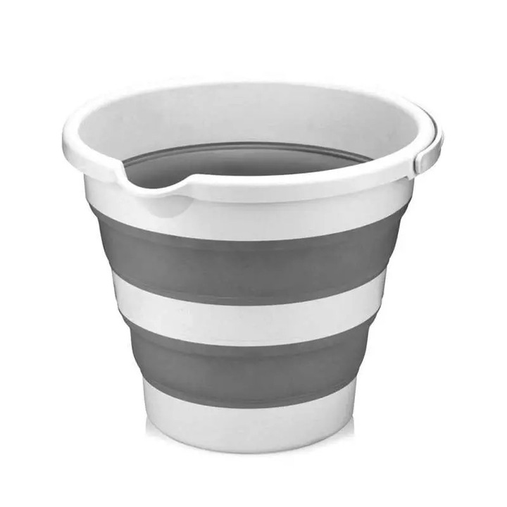 Galeata pliabila SIKS, 10 L, silicon, alb/gri