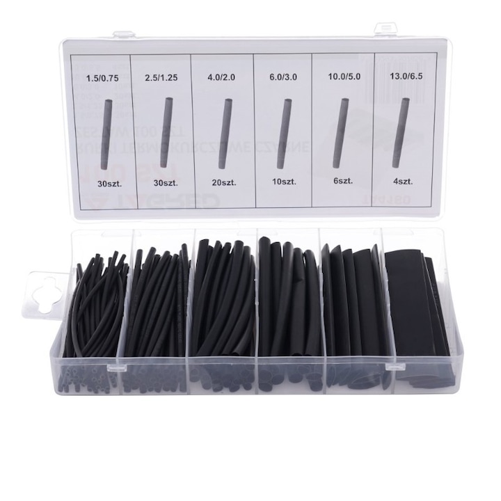 Set 100 bucati tuburi termocontractabile, Tagred, lungime tub 10 cm, negre