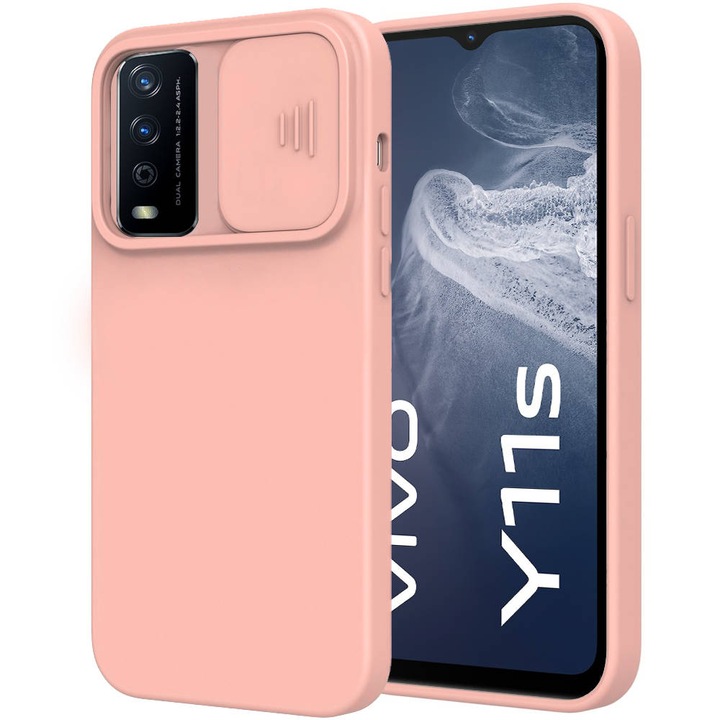 Силиконов калъф за Vivo Y11s / Y20s, Privacy, Anti Spy, Camera Cover and Protection, Lens Cover, Full Protection, Aziao Optim Tech, Peach Pink