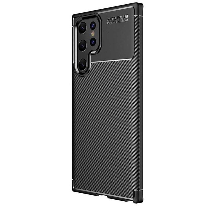 Силиконов TPU калъф, съвместим със Samsung Galaxy S22 Ultra 5G, Carbon Design Autofocus, Ultra Protect, Anti-Shock / черен