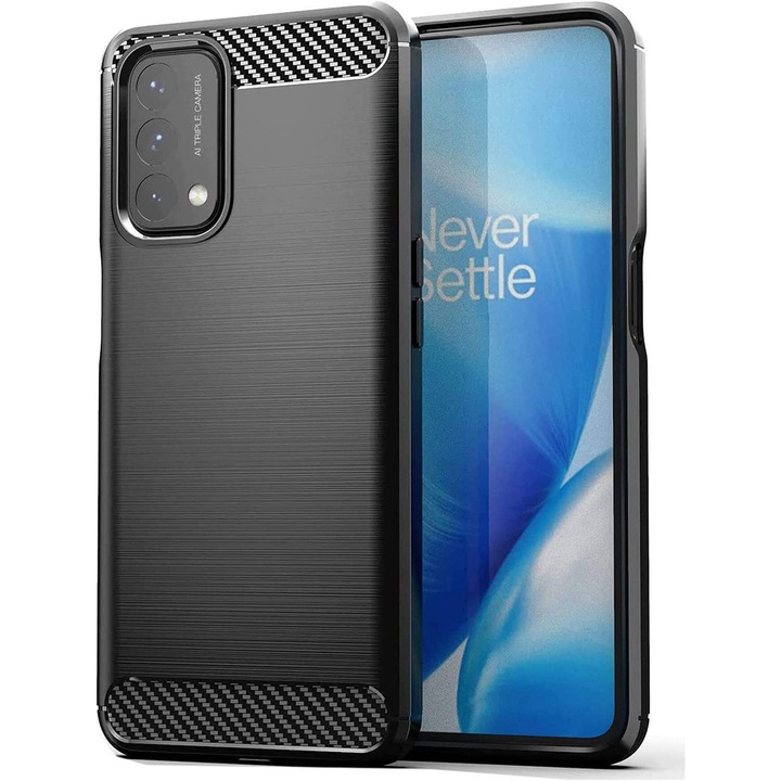 Szilikon tok Vivo Y21s-hez, TPU Ultra Protect Slim Anti-Shock, szénszálas, fekete