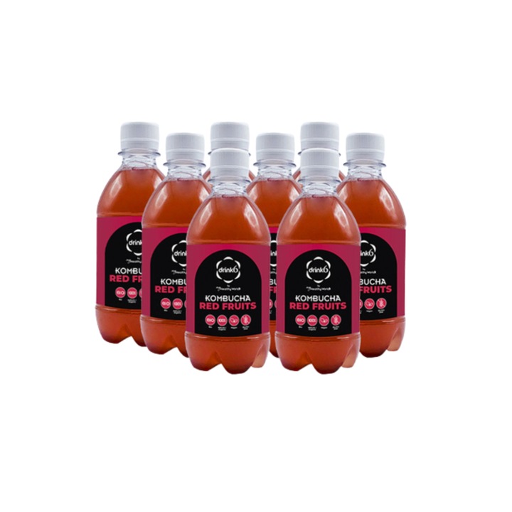 Set 8 sticle bautura detoxifiere, DRINK6, cu fructe rosii, 330 ml