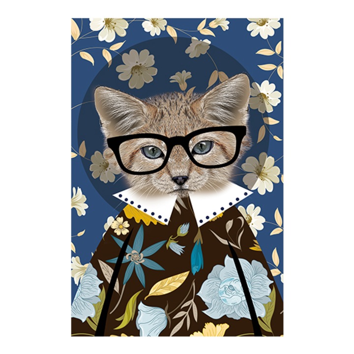 Tablou Canvas - Colectia Camere de Copii, Pisica Profesor, 1 Piesa, Multicolor, 70x50