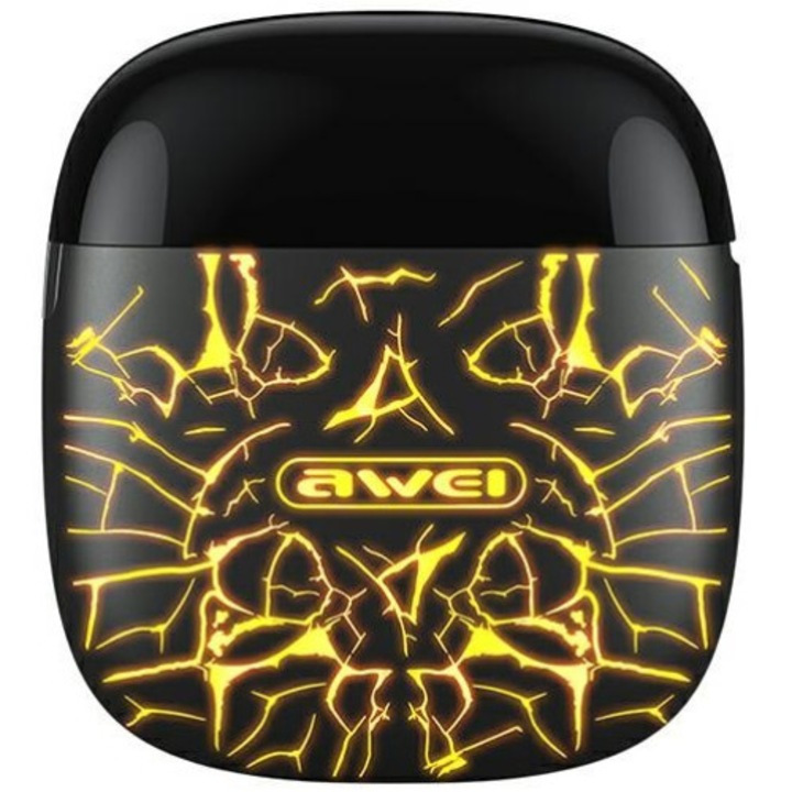 Vezeték nélküli AWEI T28 Pro fülhallgató, dokkoló állomással, Bluetooth 5.0, TWS, fekete