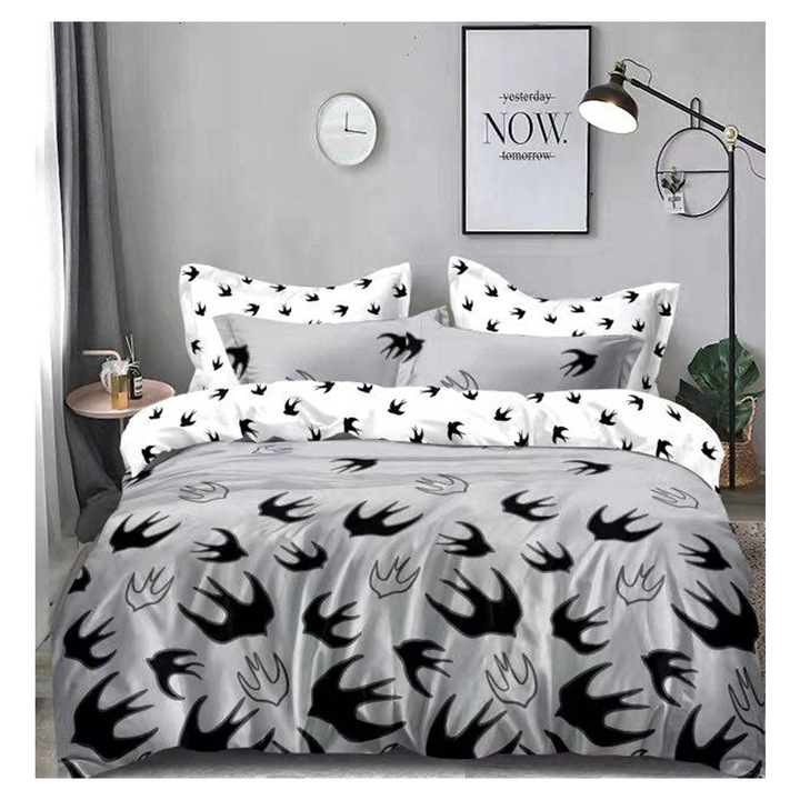 EmonaMall S14441 hálószobagarnitúra, 4 részes, kétoldalas, szürke/zöld