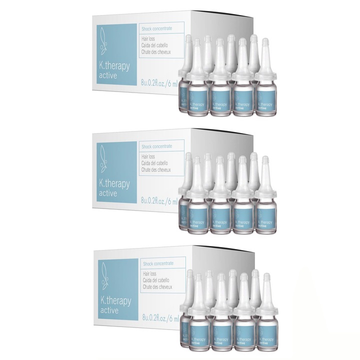 Kit impotriva caderii parului, Lakme, K.Therapy Active, Shock Concentrate 8x6 ml 3 bucati