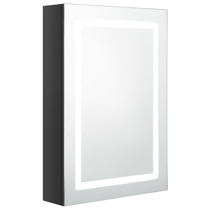LED шкаф с огледало за баня vidaXL, сияйно черно, 50x13x70 см, 11.25 Kg