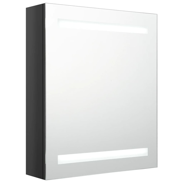 LED шкаф с огледало за баня vidaXL, сияйно черно, 50x14x60 см, 10.25 Kg