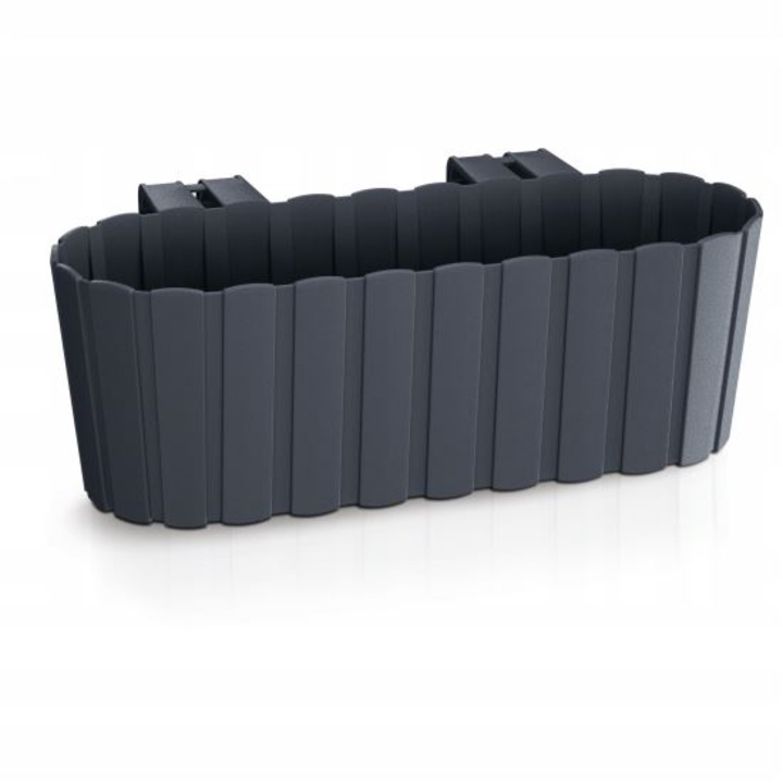 Саксия Prosperplast, Пластмасова, Декоративна, С държач, Антрацит, 4,9 л, 38,3x21,2x13 см