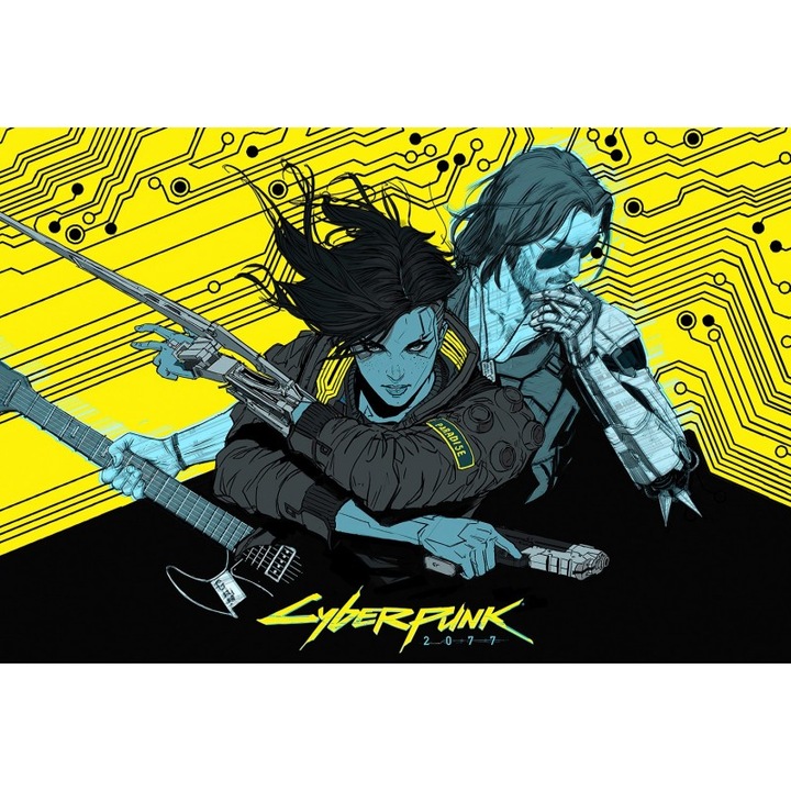 Poster Cyberpunk 2077 Yellow Artwork, 61x90cm, Multicolor