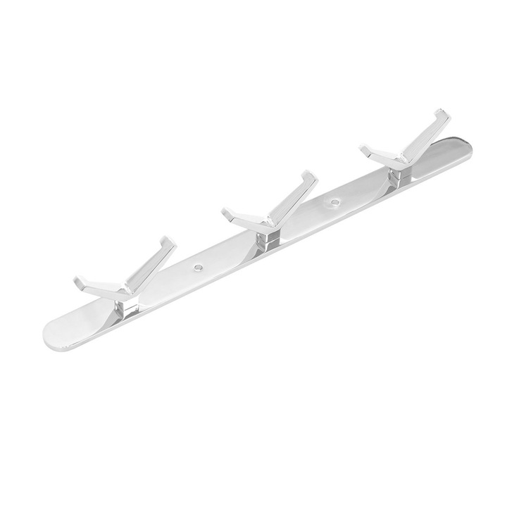 Cuier de baie, montaj pe perete, 6 agatatori, gri, 33 cm