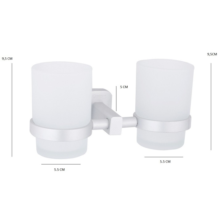 Suport pahar dublu gri mat