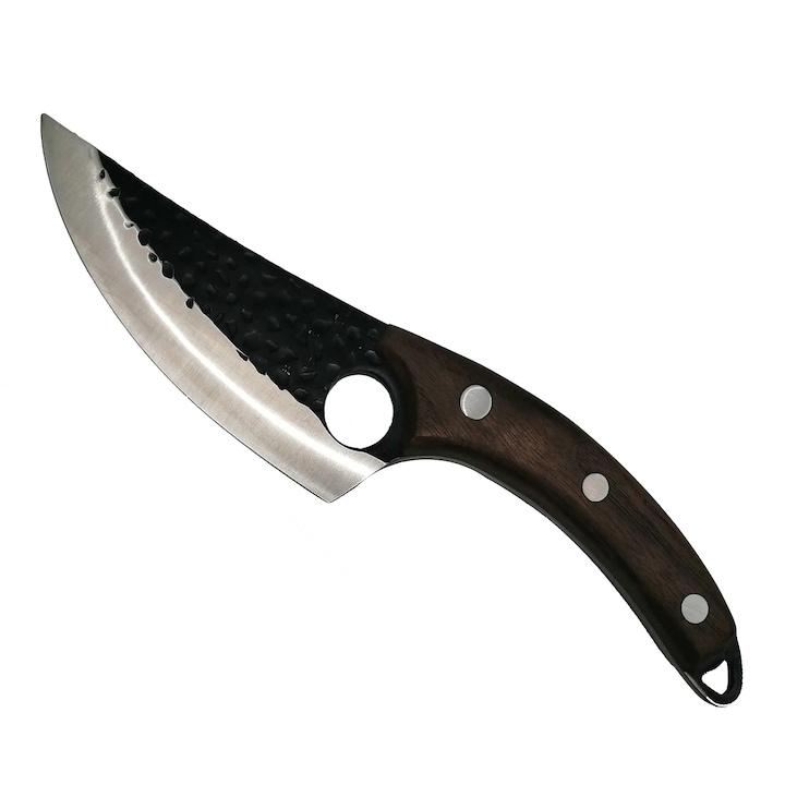 Cutit Forjat Manual, Otel Inoxidabil, 27 cm, Maner Lemn Maro