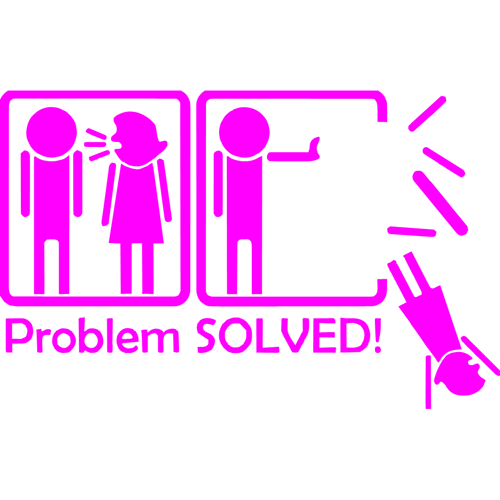 Sticker auto "Problem solved'', 17x10 cm, Roz - eMAG.ro