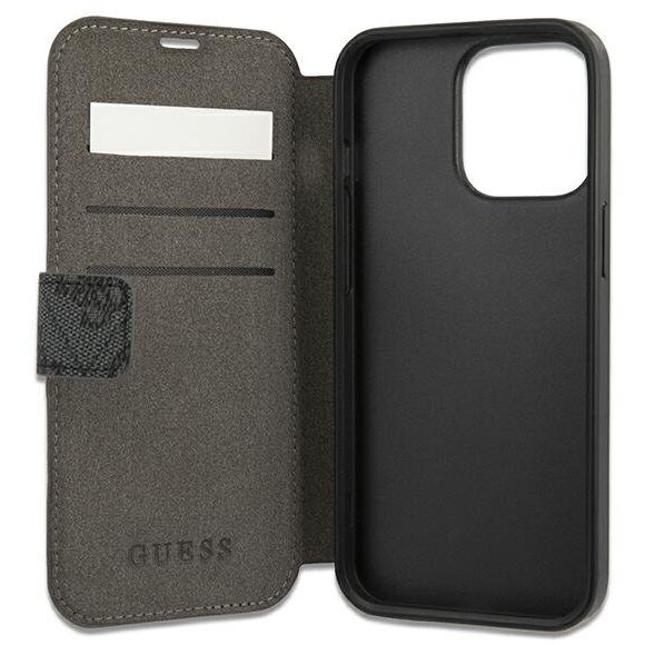 Guess PU 4G Metal Logo Apple IPhone 13 Pro Flip Tok, Szürke