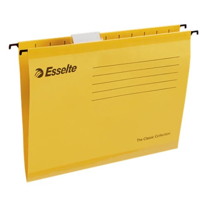 Висяща папка Esselte, рециклиран картон, A4, Classic, жълта