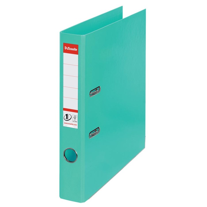 Organizator de fisiere Esselte, 50 mm, A4, PP, cu sina de protectie a marginilor, Standard, verde menta
