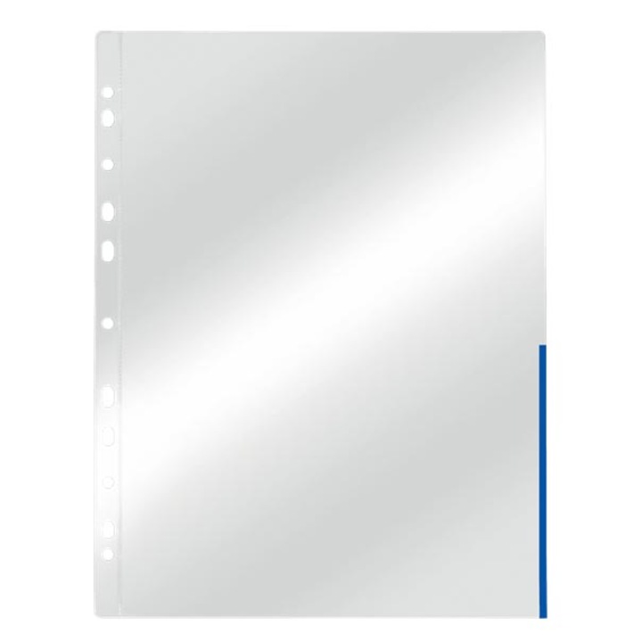 Esselte Genotherm, lefűzhető, felül/oldalt félig nyitott, A4, 105 mikron, víztiszta, kék