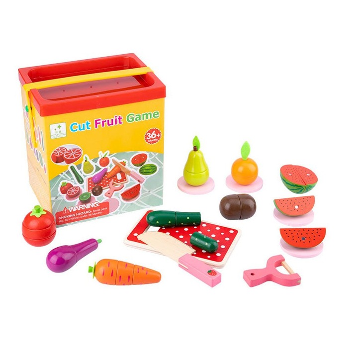 Set 12 piese, fructe si legume de taiat, magnetice Cut Fruit Game