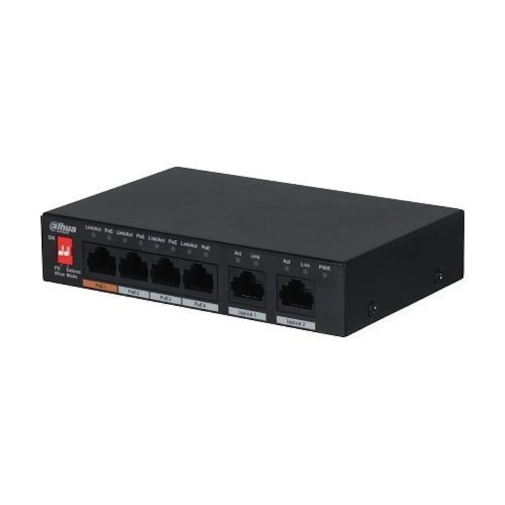 Комутатор Dahua PFS3006-4ET-60-V2 PoE 4+2 порта, 250m, 30W, 60W