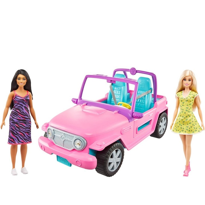 Set 2 papusi cu vehicul Barbie