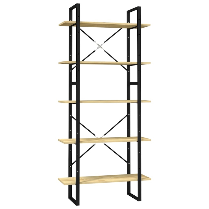 vidaXL ötszintes fenyőfa könyvszekrény 80 x 30 x 175 cm 16.5 kg