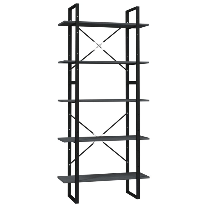 vidaXL ötszintes szürke fenyőfa könyvszekrény 80 x 30 x 175 cm 16.6 kg