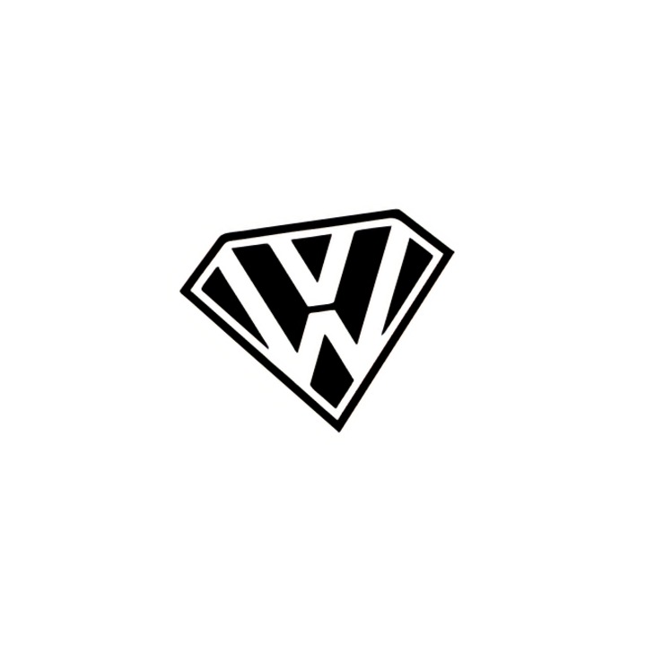 Sticker decorativ auto, VW diamond, 13x10 cm, negru