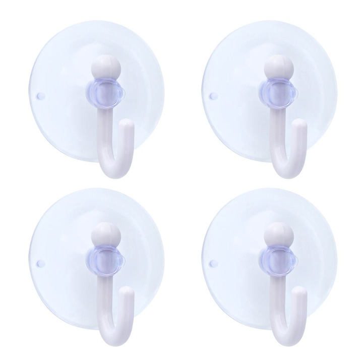 Set 4 cuiere albe cu ventuza, de Craciun