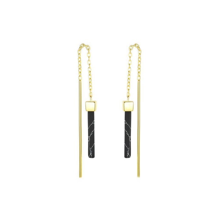 Cercei din Argint cu Malachit, placati cu Aur, Starlette Gold