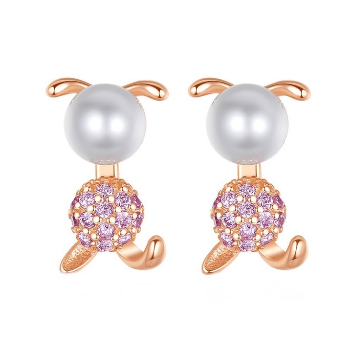 Cercei din Argint, cristale Zirconiu, placati cu Aur, Belle Rose