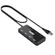 Hub Splitter, Atolla, 4 Porturi USB 3.0, LED, 60cm, Buton ON/OFF, 105x45x15 mm, Negru