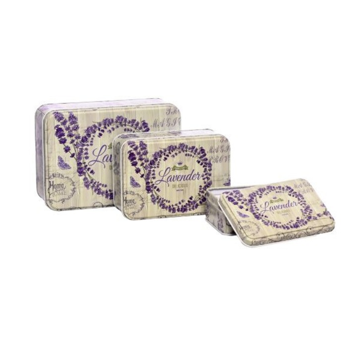 Levendula I 3 részes fűszerkészlet, fémből, virágos elemekkel