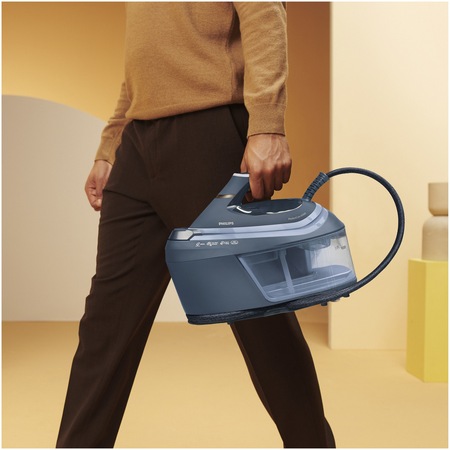 Stație de călcat cu abur PerfectCare seria 6000, presiune de 8 bar, 2400 W, debit de abur 130 g/min, abur de 550 g, rezervor de apă detașabil de 1,8 l, OptimalTemp, Smart CalcClean, talpă SteamGlide Advanced, ASO, blocare pentru transport
